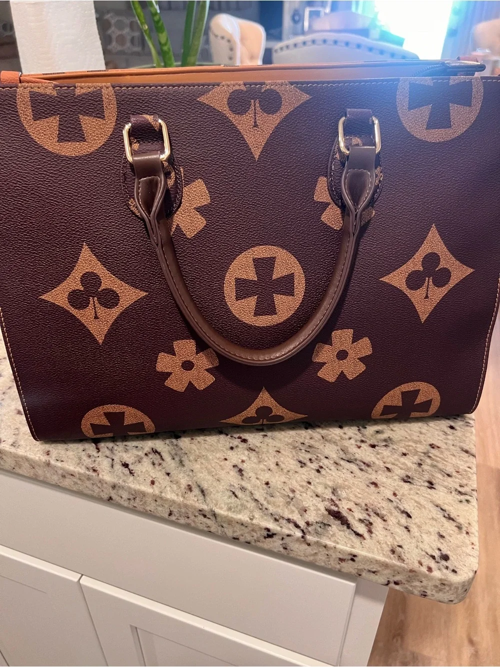 Classic Brown Monogram Shoulder Bag - Designer-Inspired